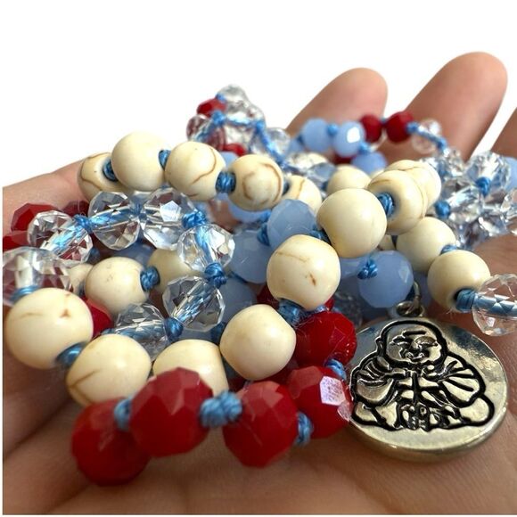 Colorful Beaded Necklace with Buddha Charm – 44” Long (New) - Picture 16 of 17